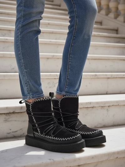 Royalfashion Women's Lace-Up Snow Boots Siozi