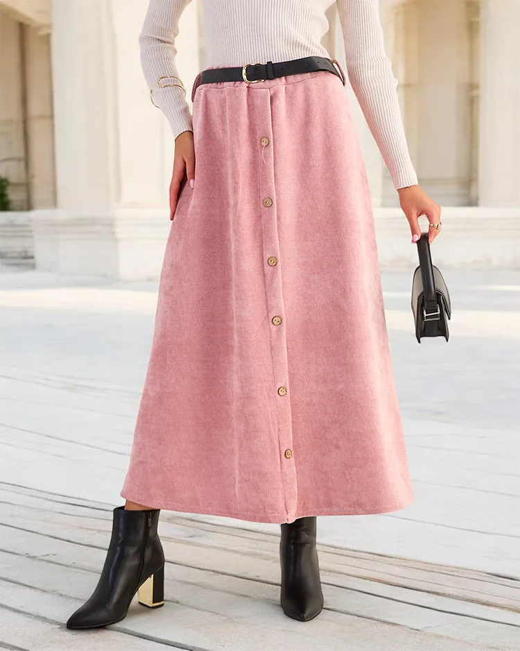 Royalfashion Naiste midi seelik dekoratiivsete nööpidega