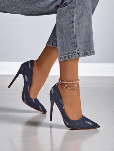 Royal Fashion Women's Denim Chic Stiletto Pumps