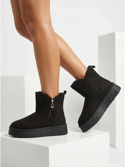 Naiste poolsaapad Aurora mustad ökoloogilisest nahast talveks