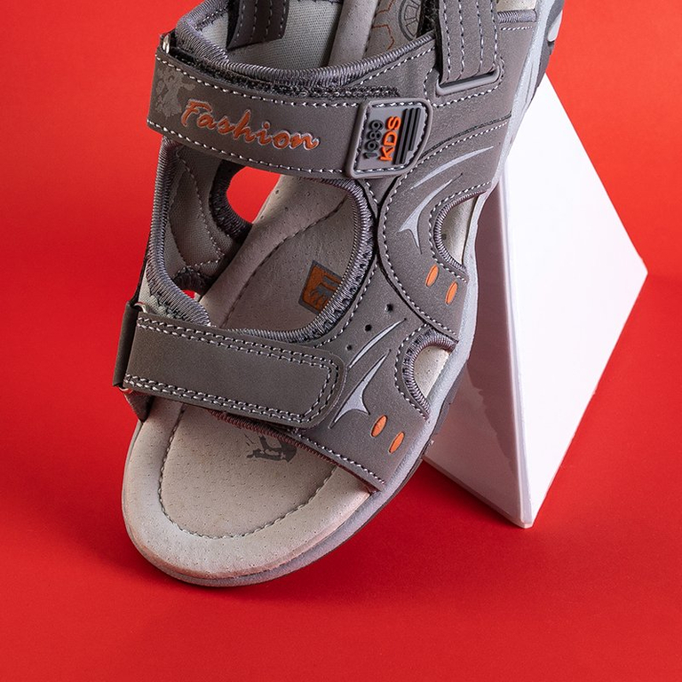 Gray children's sandals with Velcro Roser - Footwear