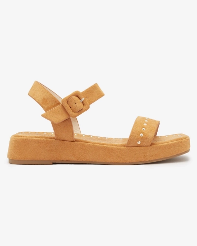 Brown women's sandals with rhinestones Franssia - Footwear