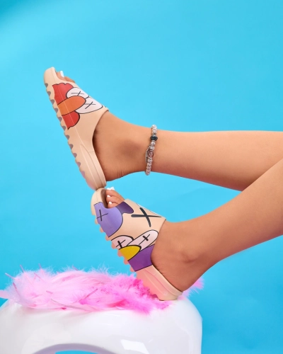 Beežid kummist naiste sussid Pfizz trükiga - Jalatsid