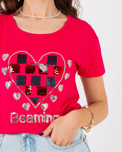 Fuksia naiste trükitud T-särk - Riietus