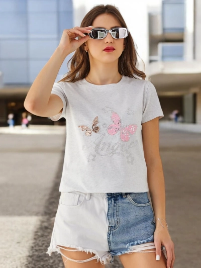 Royalfashion Puuvilla Naistee T-särk Liblikas