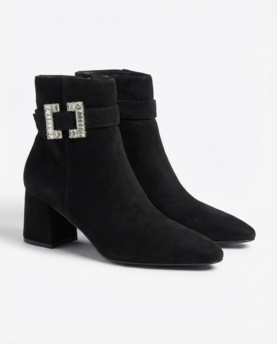 Royalfashion Black women's low stiletto boots Masemart