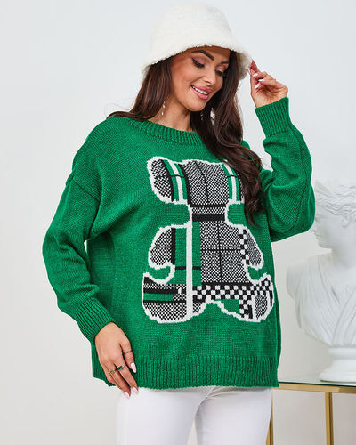 Royalfashion Dark green women's teddy sweater