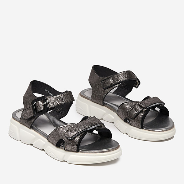 Graphite shiny girls' sandals Jenilo - Footwear
