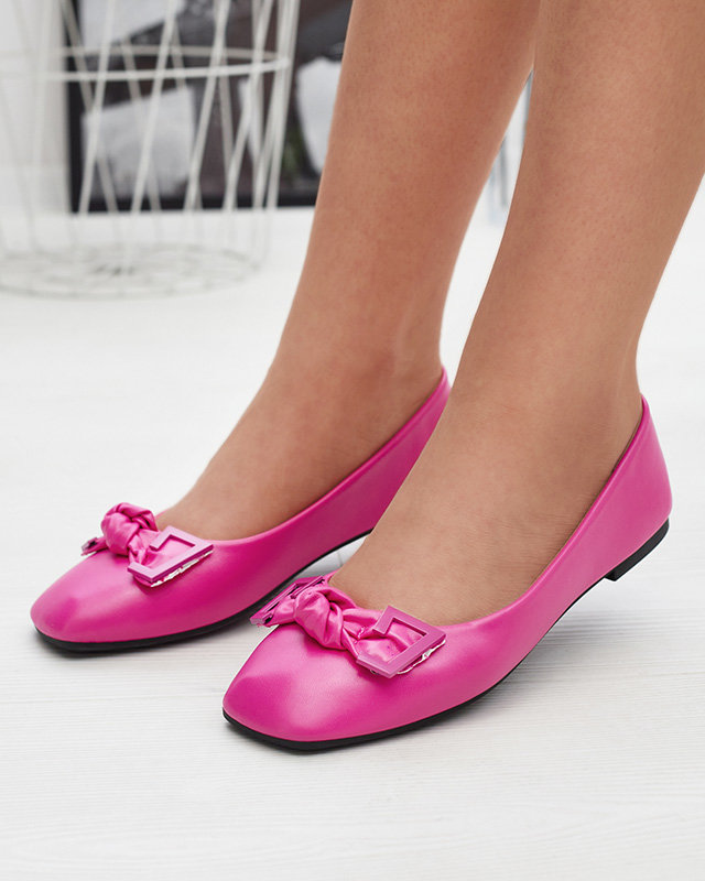 Women's pink ballerinas with decoration on the nose Caxien- Footwear