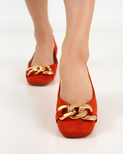 OUTLET Оранжевые женские балетки с декором Caviene - Обувь