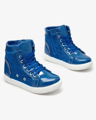 Blue girls' high-top sneakers Borris- Footwear