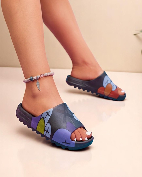 Royalfashion Black rubber flip-flops for women with print Pfizz