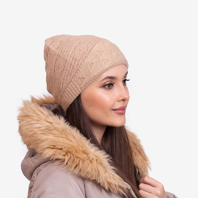Ladies 'beige double layer winter hat - Accessories