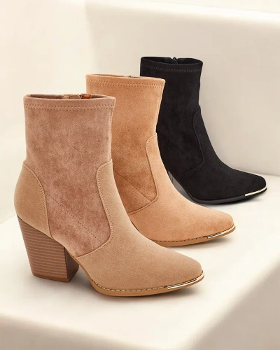 Royalfashion Eko-suede wimmins boots on a stiletto heel Gris