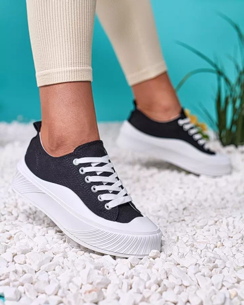 Royalfashion Black sports sneakers on platform Luceri