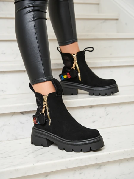 Royalfashion Eco suede women's boots in black Refaset