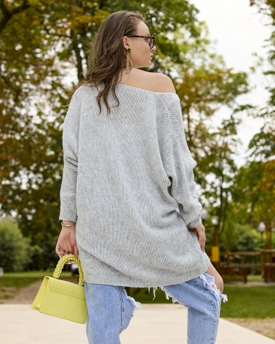 Royalfashion Grey women's long oversize sweater