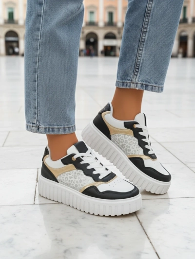 Royalfashion Callista naiste platvormiga tossud, must öko-nahk, suurus 40