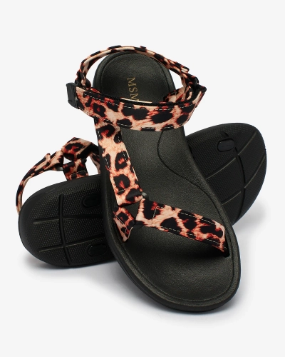 Royalfashion Beežid leopardimustriga naiste sandaalid Leonno