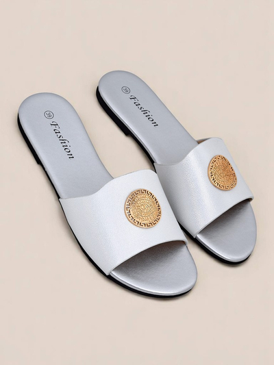 Royalfashion Women's Flat Golden Slip On Sandals