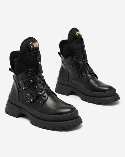 Royalfashion Black women's bagger boots decorated with Dozilda studs