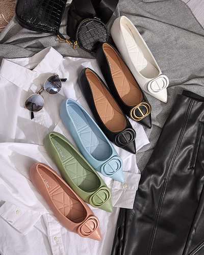 Женские черные остроносые балетки с орнаментом на мыске Manico - Обувь