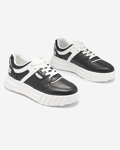 Öko-nahast naiste mustad sportlikud spordijalatsid valge sisekattega Netiris - Jalatsid