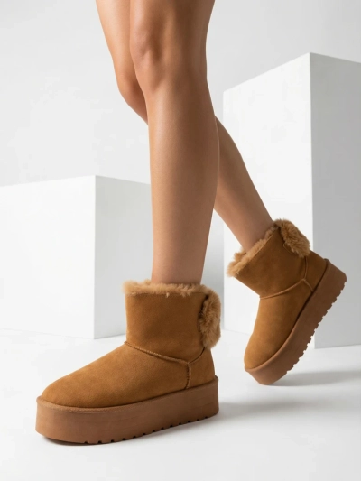Royalfashion Boots a'la snow boots for women in camel color Goroggo