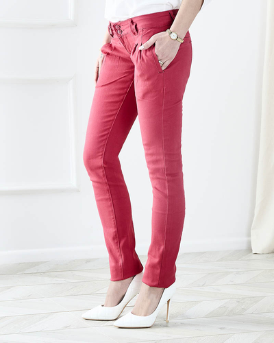 Women's Fuchsia Low Waist Cloth Trousers - Clothing