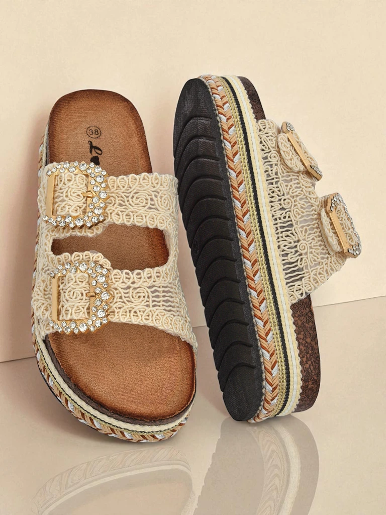 Royalfashion Женские мюли с пряжками из страз GlamCork