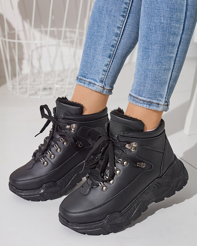 Black eco leather snow boots Rueq- Footwear