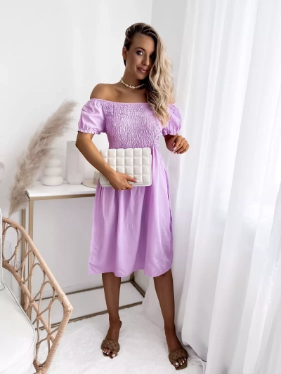 Purple women's mini dress a'la hiszpanka- Clothing