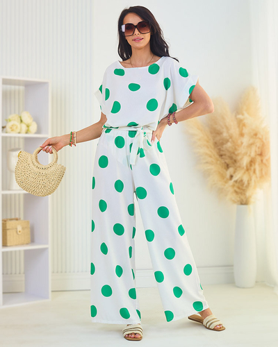 Royalfashion Green and white women's pea set