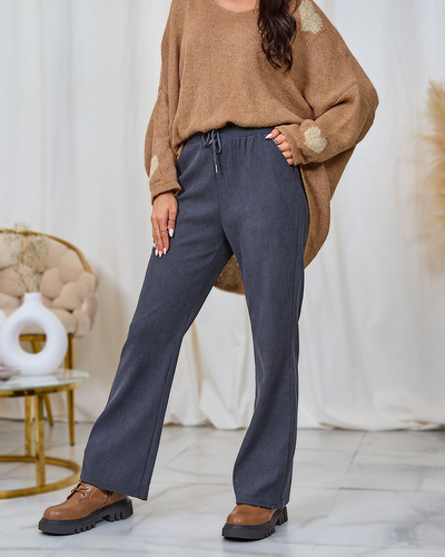 Royalfashion Women's corduroy fabric pants in dark gray