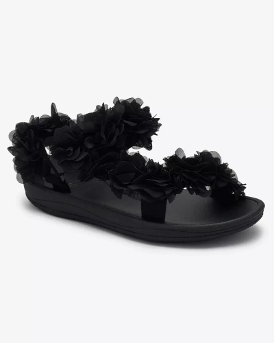 Royalfashion Mustad naiste lilledega sandaalid Alferroy