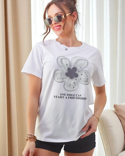 Royalfashion Женская хлопковая футболка с цветком