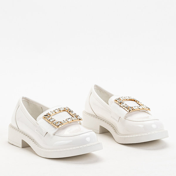 OUTLET White women's shoes with Iolara crystals - Footwear
