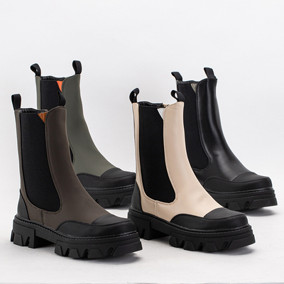 Beige women's boots on a massive sole Rosidi - Footwear