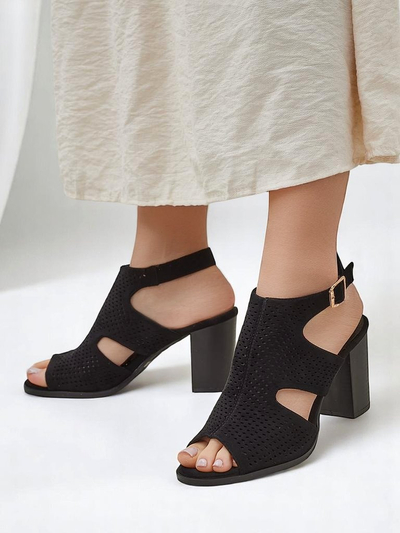 Royalfashion women’s hollow-out block heel sandals Abetle