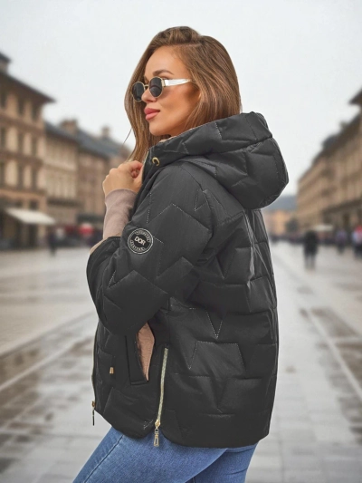 Women's Quilted Jacket with Hood and Cuffs on Sleeves Silent Ridge