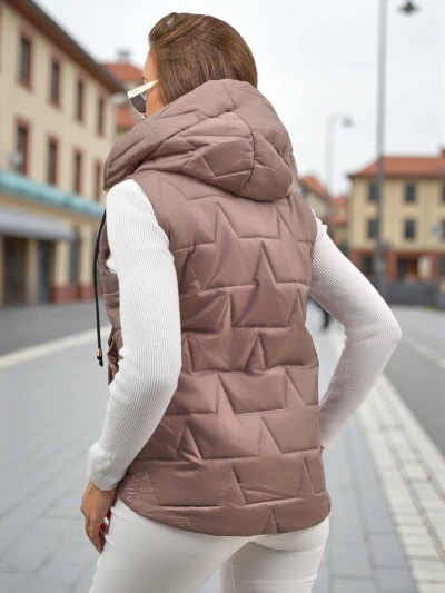Crimson Haze Quilted Women's Vest with Hood