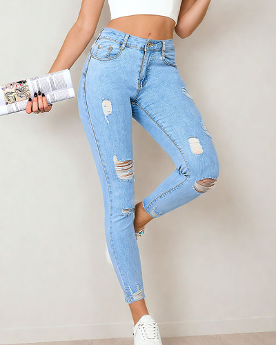 Royalfashion Women's tube jeans with rubbing