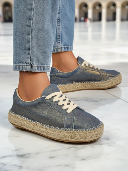 Aurelia Denim Espadrillos – naiste tasase kontsaga ja kangast tennised
