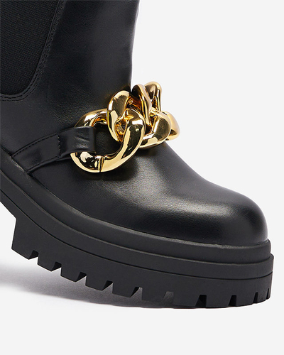 Women's boots with chain in black Evves- Footwear
