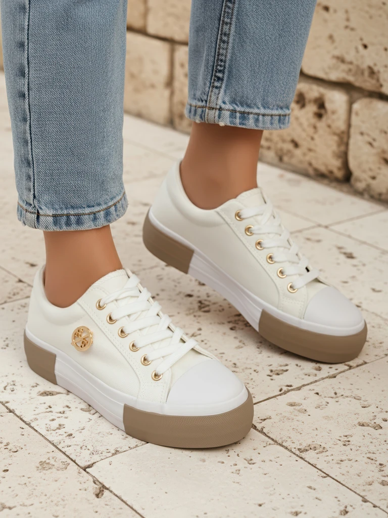 Women's white Aurelio Canvas sneakers