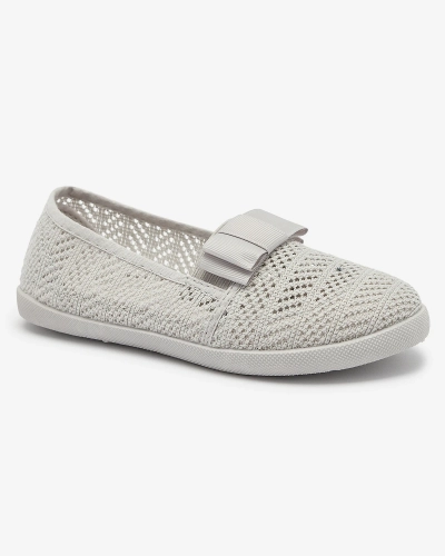 Girls' bow sneakers in light gray Lolisa - Footwear