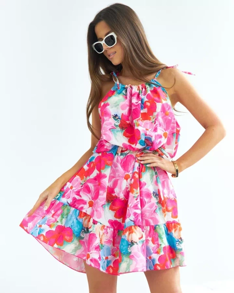 Royalfashion Pink women's short floral dress