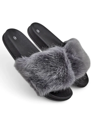 Women's maroon slippers with fur Nonna- Shoes