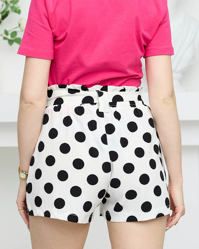 Women's white polka dot fabric shorts - Clothing