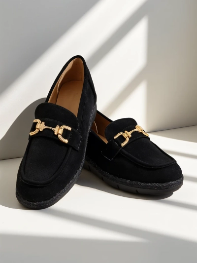 Royalfashion Women's slip-on shoes with a decorative toe